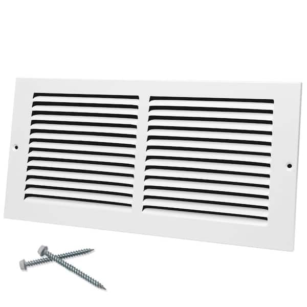 14 in. W x 6 in. H Duct Opening Matte White Steel Return Air Grille for Ceiling and Sidewall HVAC Ventilation