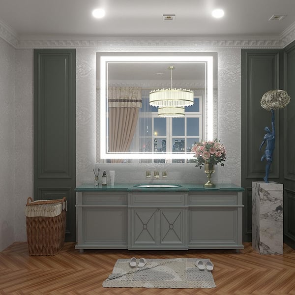 40 in. W x 36 in. H Rectangular Frameless 192 LEDs/m Front Lighted Anti-Fog Tempered Glass Wall Bathroom Vanity Mirror