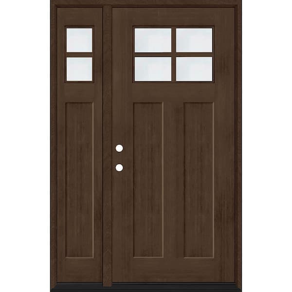 Steves & Sons Regency 53 in. x 80 in. RHIS 4L-1/4Toplite Clear Glass Hickory Stain Fir Grain Fiberglass Prehung Front Door w/14in. SL