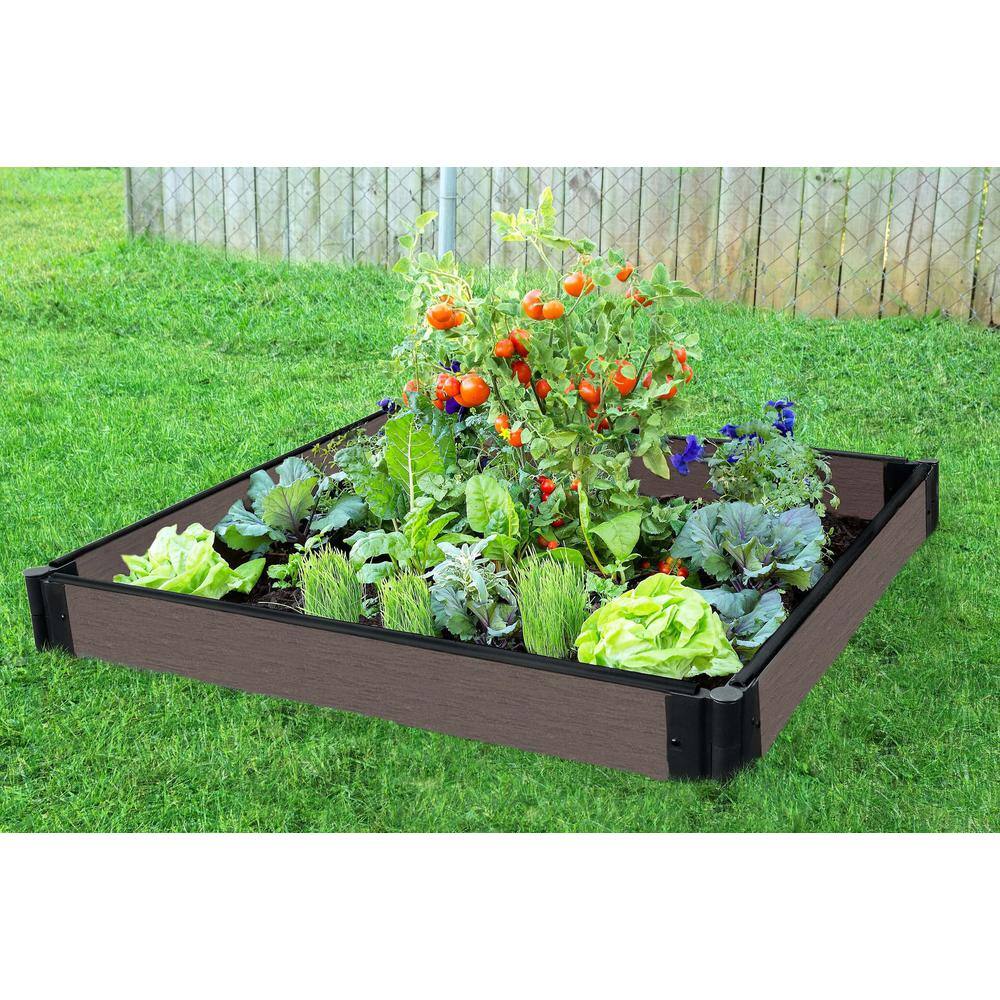 Weathered Wood Composite Raised Garden Bed 4' x 4' x 5.5"