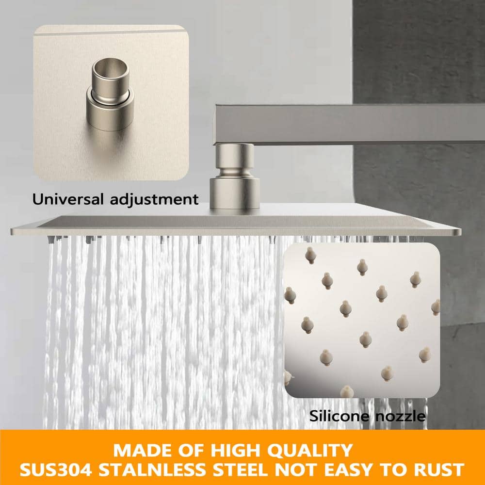 Rain Nickel Square Wall Mounted Shower Head