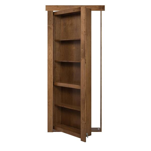 The Murphy Door 32 in. x 80 in. Flush Mount Assembled Maple Medium Stained Universal Solid Core Interior Bookcase Door