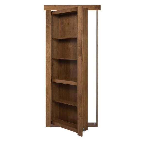 The Murphy Door 36 in. x 80 in. Flush Mount Assembled Maple Medium Stained Universal Solid Core Interior Bookcase Door