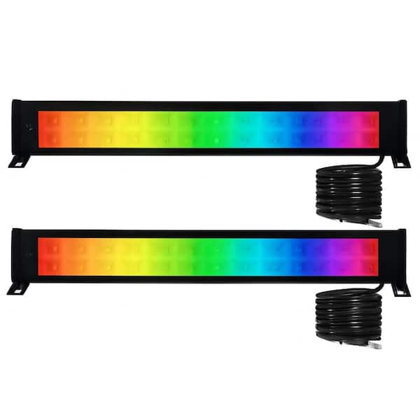 2-Pack 1.42 ft. 50-Watt RGB LED Wall Washer Light Bar Aluminum Black Fixture Dimmable Stage High Bay Light 3000K
