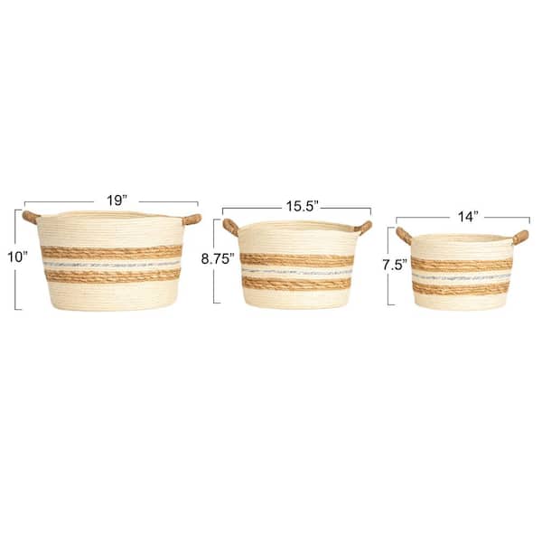 HOUSEHOLD ESSENTIALS Handwoven Corded Paper and Cattail Striped