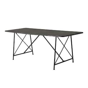 78.7 in. Black MetalTop Sled Dining Table (Seat of 8)