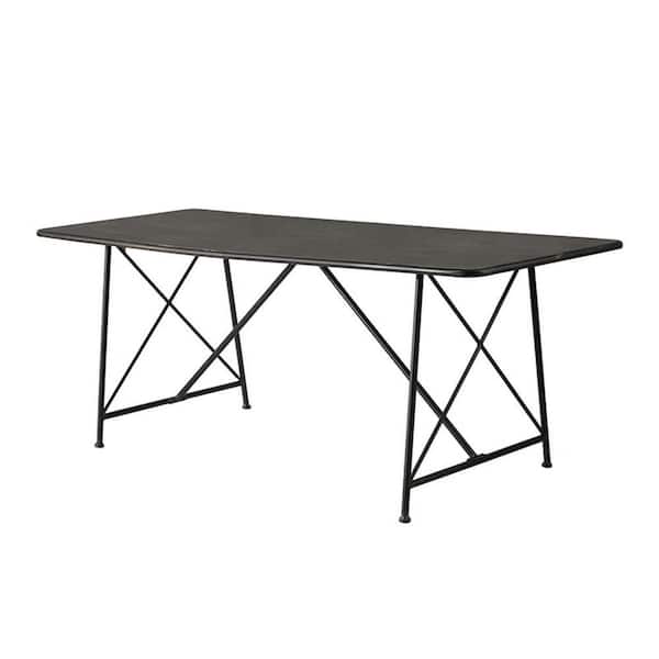 Benjara 78.7 in. Black MetalTop Sled Dining Table (Seat of 8)