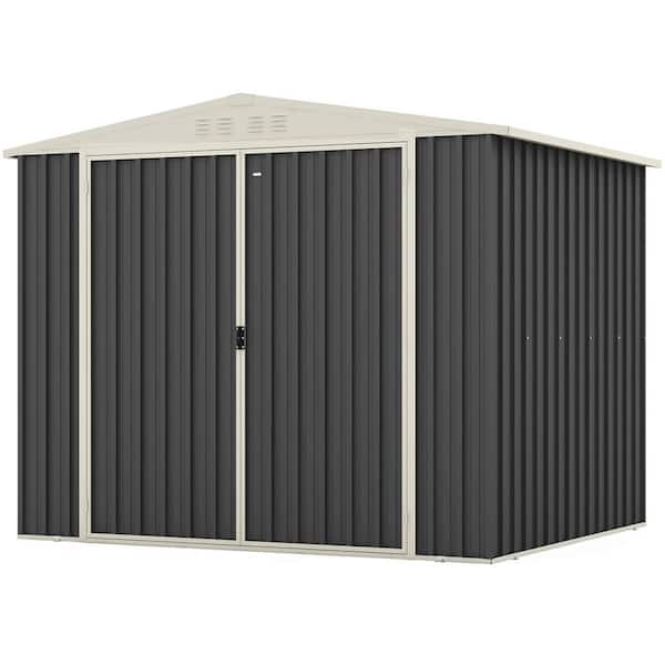Patiowell Thickness Upgrade 8 ft. W x 6.5 ft. D Metal Outdoor Storage Shed, with Dual Lockable Door in Gray 48 sq. ft.