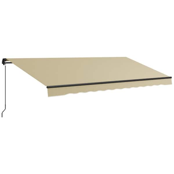 Outsunny 16 ft. Retractable Awning, Patio Awning Sunshade Shelter 190 in. Projection in Beige