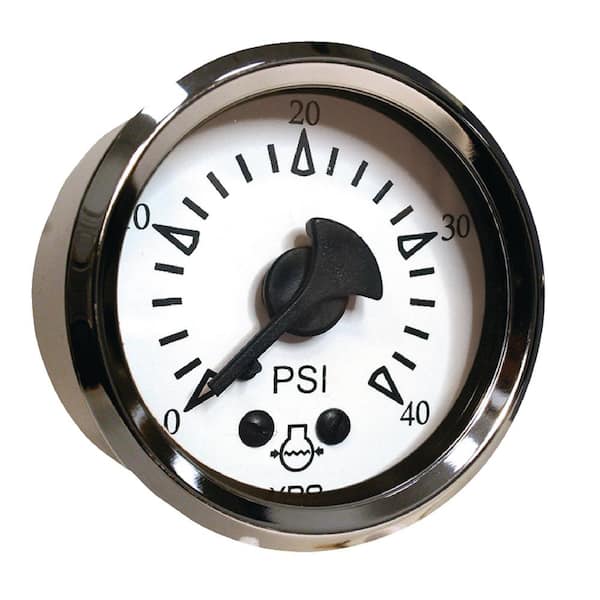 Water Pressure Gauge, Chrome Bezel/White Face