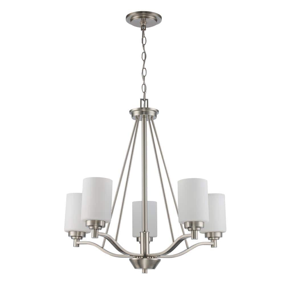 Mod Pod 25" Brushed Nickel Transitional 5-Light Chandelier
