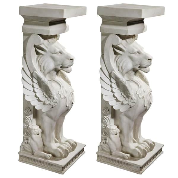 Design Toscano Trapezophoron 31 in. H White Polyresin Sculptural Pedestal