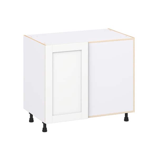 Milton 39 in. W x 24 in. D x 34.5 in. H Assembled Shaker Right Blind Corner Kitchen Cabinet in Bright White