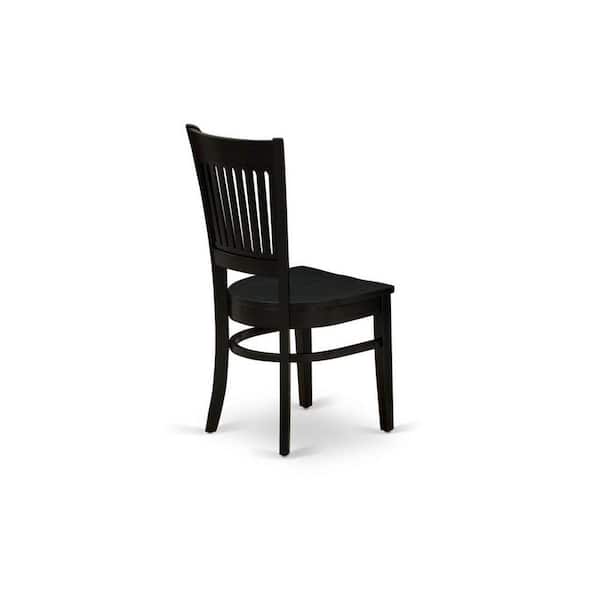 East West Furniture 3-Piece Black Finish Rectangular Solid Wood Top With Butterfly Leaf Dining Table Set