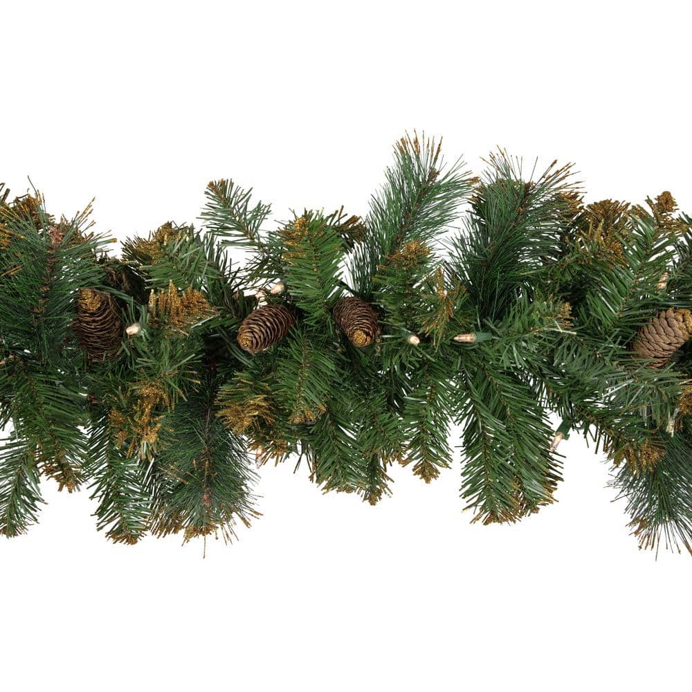 Festive Shimmer 9ft Pre-Lit Traditional Pine Garland with White Lights