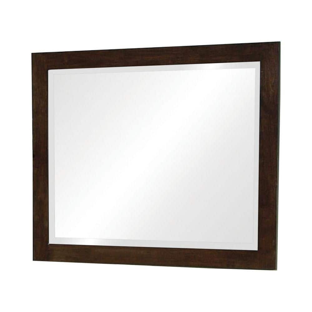 Benjara 32.75 in. W x 39.5 in. H Cappuccino Brown Framed Solid Wood ...
