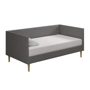 Felicia Gray Linen Upholstered Mid Century Twin Daybed