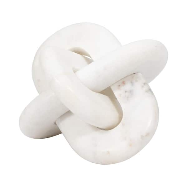 White 6 in. x 6 in. Stone Abstract Geometric Interlocking Knot