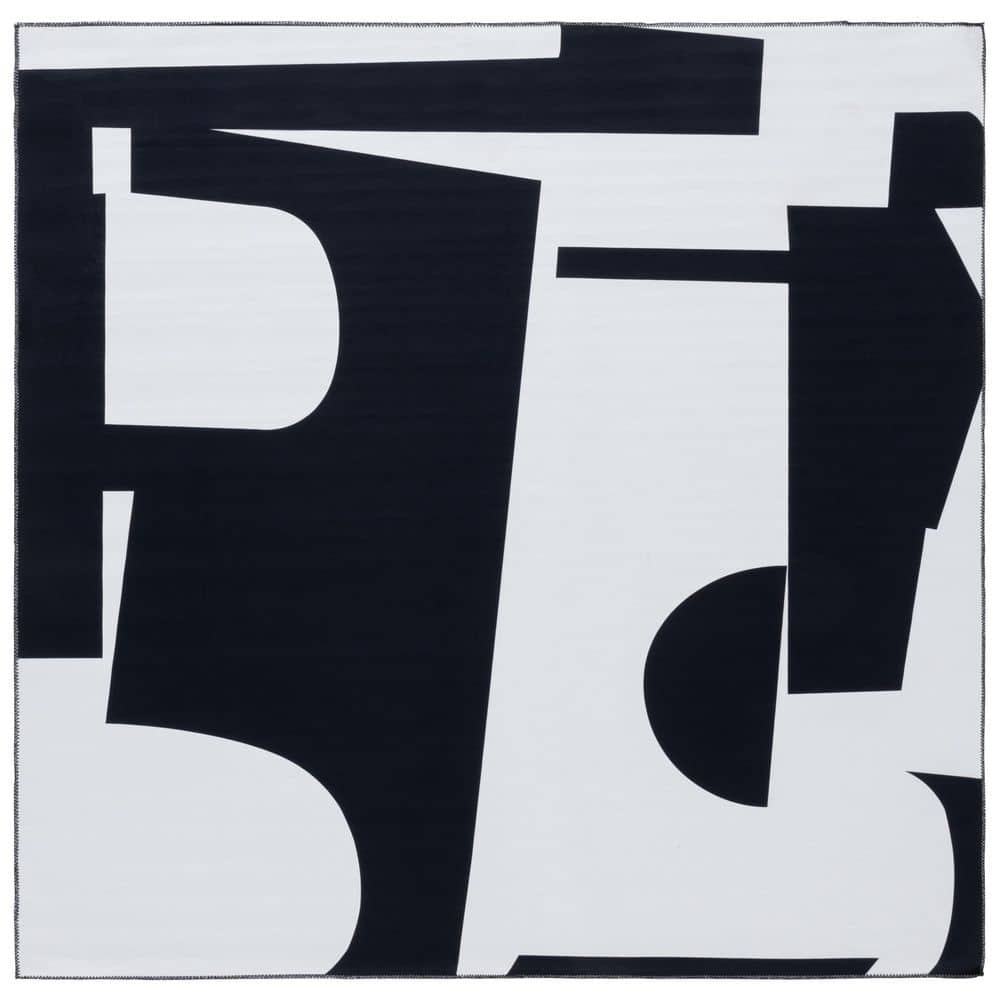 Malibu Black/Ivory 6 ft. x 6 ft. Machine Washable Abstract Geometric Square Area Rug price history on PriceWatchPro