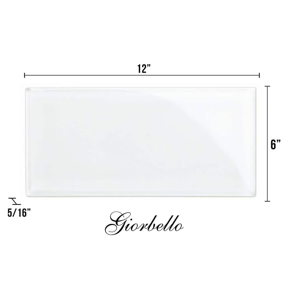Bright White 6" x 12" Glossy Glass Subway Tile