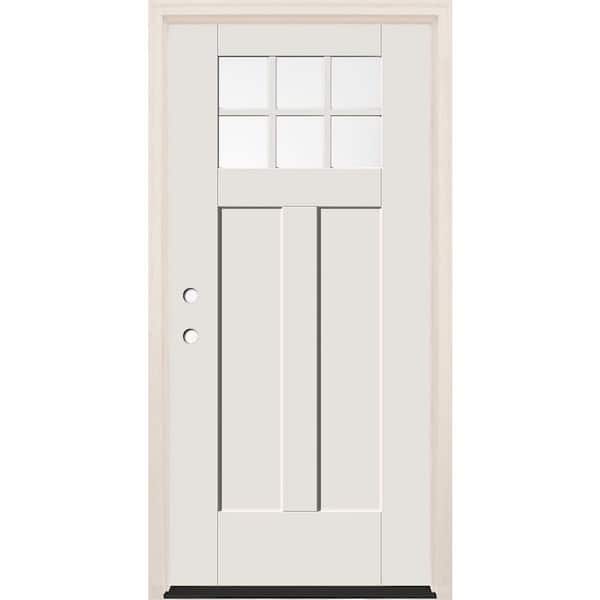 Builders Choice 36 in. x 80 in. Right-Hand Clear Glass Unfinished Fiberglass Prehung Front Door with 4-9/16 in. Frame and Bronze Hinges