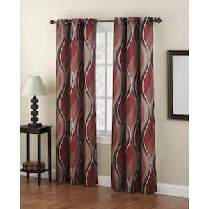 Semi-Opaque No. 918 Casual Intersect Paprika Printed Grommet Top Curtain Panel (Price Varies by Size)