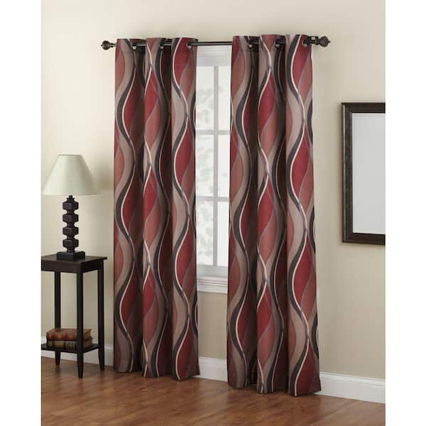 LICHTENBERG Semi-Opaque No. 918 Casual Intersect Paprika Printed Grommet Top Curtain Panel (Price Varies by Size)