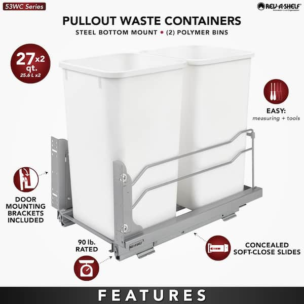 30 QT Soft-Close Double Bin Trash Can Pull Out