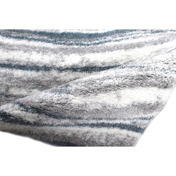 Andes White/Blue 8 ft. x 10 ft. (7'6" x 9'6") Geometric Contemporary Area Rug