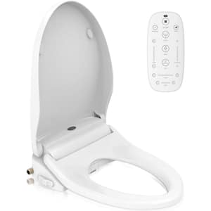Electric Bidet Seat for Elongated Toilets with Multiple Spray Modes, Wireless Remote Control & Side Push Button in White