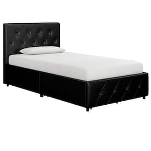 Dean Black Faux Leather Upholstered Twin Bed with Storage