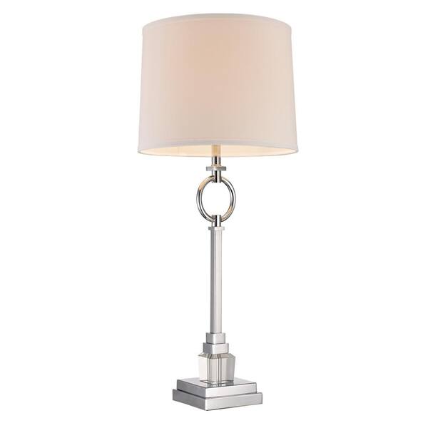 Bel Air Lighting 34 in. Chrome Indoor Table Lamp with Crystal Base