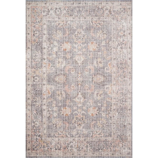 LOLOI II Skye Grey/Apricot 7 Ft. 6 In. x 9 Ft. 6 In. Printed Traditional Area Rug