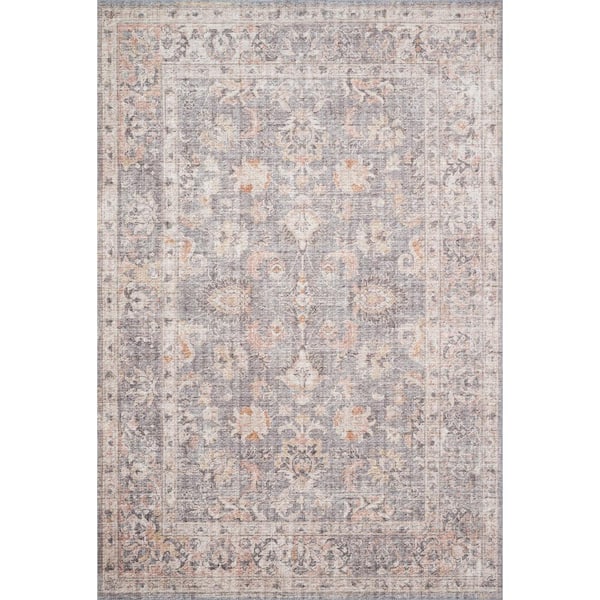 LOLOI II Skye Grey/Apricot 9 Ft. x 12 Ft. Printed Traditional Area Rug