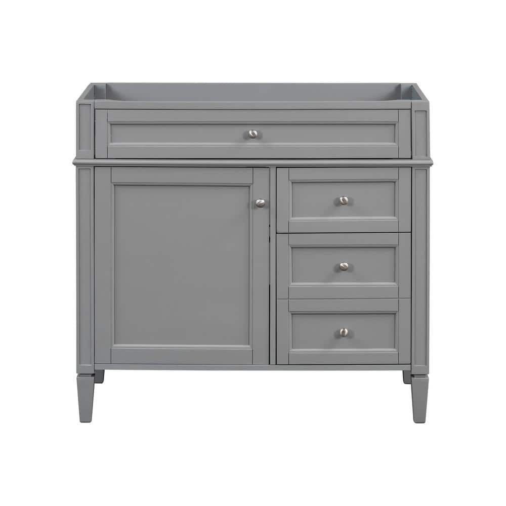36 in. Modern Freestanding Solid Wood Bath Vanity Cabinet without Top in Gr