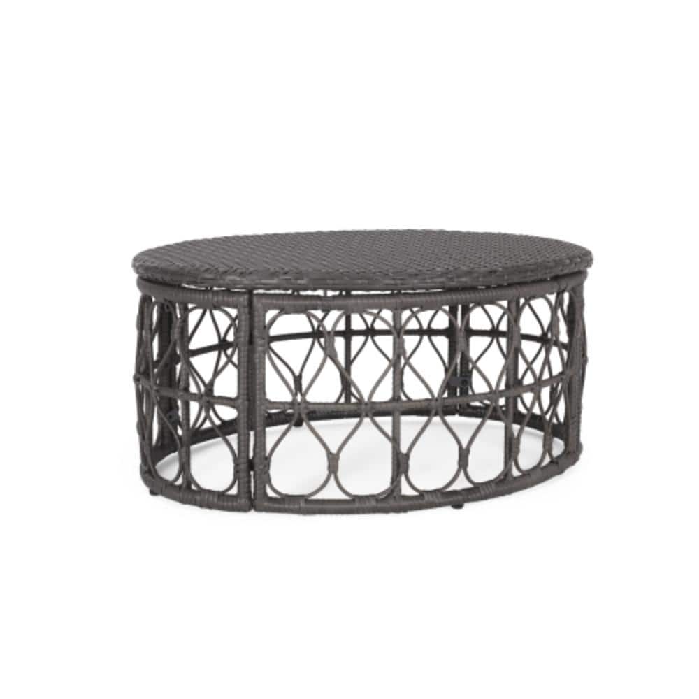 Grey Outdoor Coffee Table with Wicker Tabletop, Weather Resistant price history on PriceWatchPro