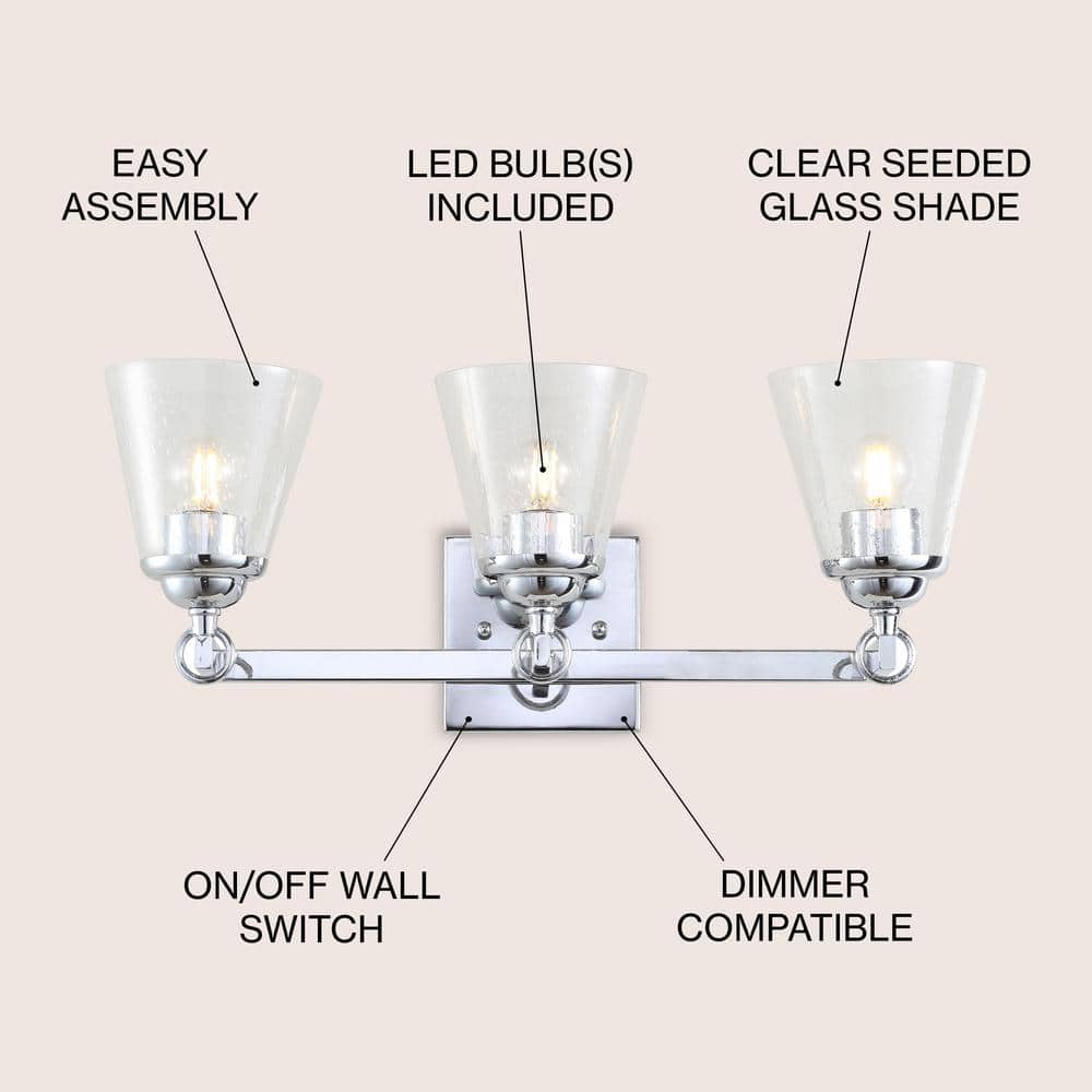 Marion 21" Polished Chrome 3-Light Vanity Sconce with Clear Glass