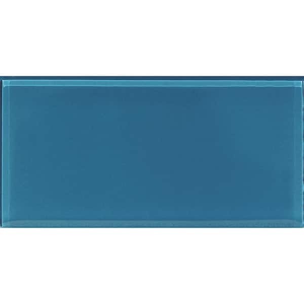 Apollo Tile Ocean Blue 3 in. x 6 in. Polished Glass Mosaic Tile Sample (0.12 sq. ft./Piece)
