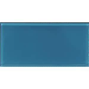 Ocean Blue 3 in. x 6 in. Polished Glass Mosaic Tile (5 sq. ft./Case)