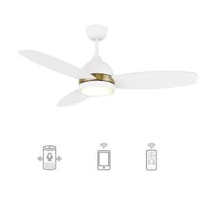 Biscay 48 in. Dimmable LED Indoor/Outdoor White Smart Ceiling Fan with Light and Remote, Works with Alexa/Google Home
