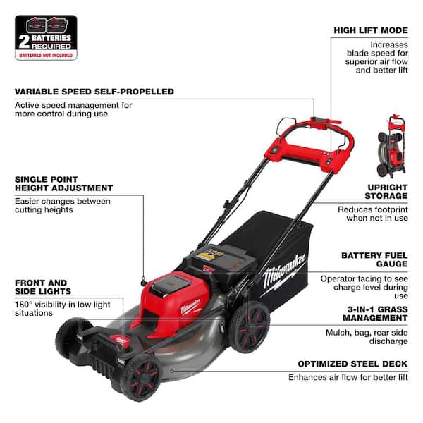 Milwaukee M18 FUEL Brushless Cordless 21 in. Walk Behind Dual Battery Self-Propelled Mower (Tool-Only)