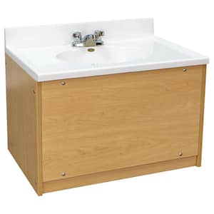 31 in. W x 21 in. D x 21.5 in. H Single Sink Freestanding Kids Bathroom Vanity with White Marble Top (Maple)