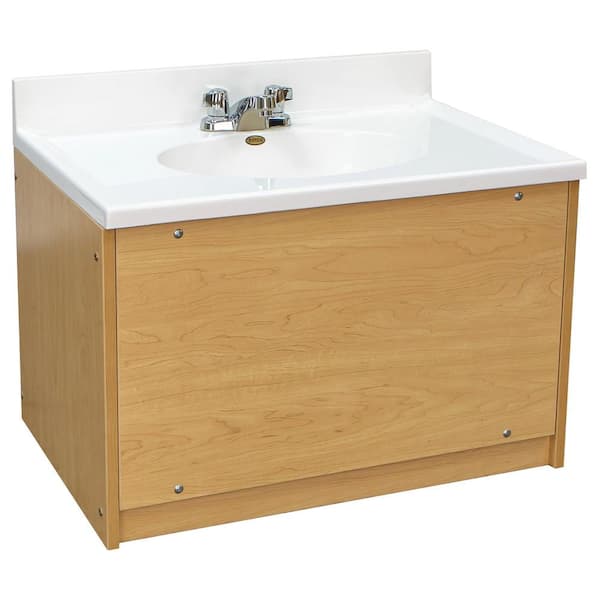 31 in. W x 21 in. D x 21.5 in. H Single Sink Freestanding Kids Bathroom Vanity with White Marble Top (Maple)