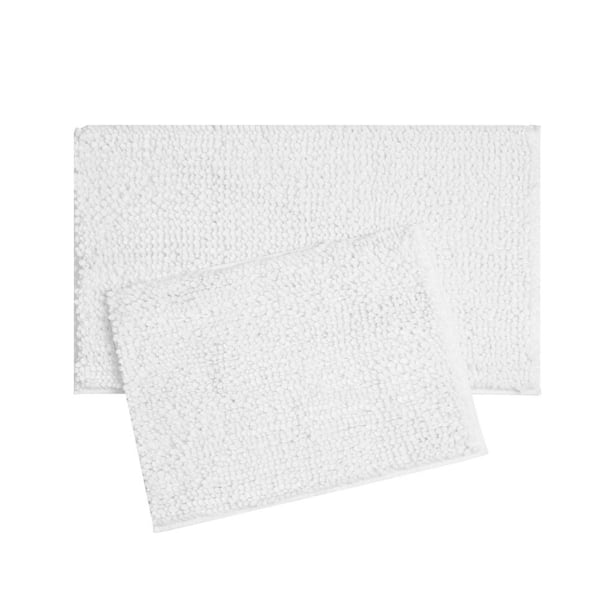 Laura Ashley Butter Chenille Non-Slip White 20 in. x 34 in. Polyester 2 ...