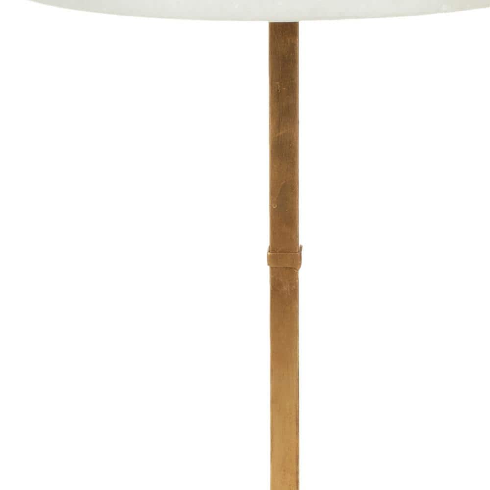 Elegant Myrna Gold and White Granite Round Accent Table