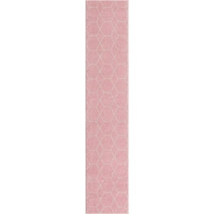 Trellis Frieze Geometric Light Pink 2 ft. x 10 ft. Area Rug