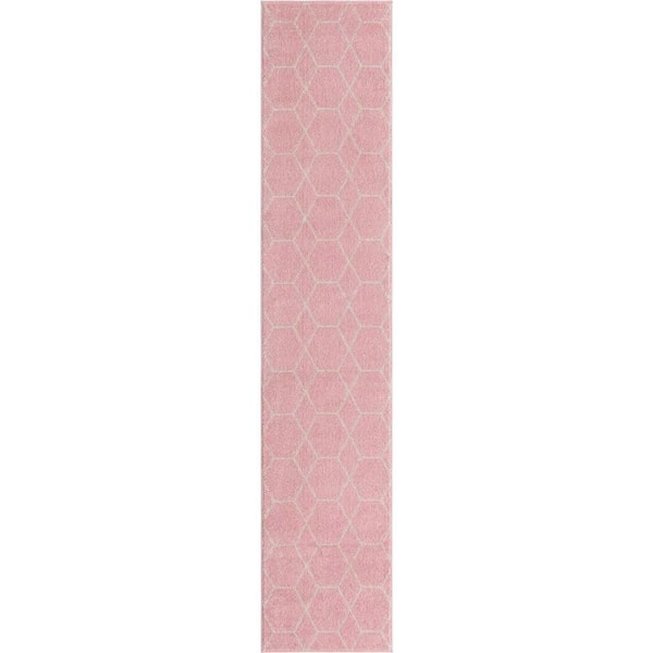 Unique Loom Trellis Frieze Geometric Light Pink 2 ft. x 10 ft. Area Rug