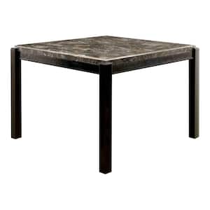 Rolling Transitional Dark Walnut and Ivory Marble 53.75 in. 4 Legs Dining Table (Seats 4)