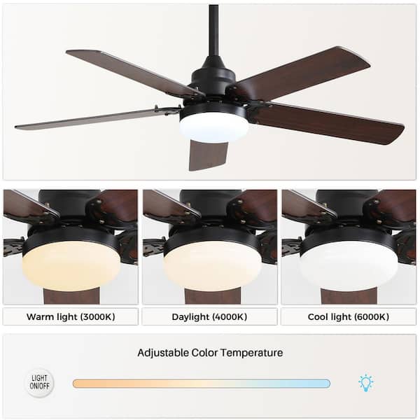 42 in. Indoor Black and Dack Brown Ceiling Fan with LED Light and Remote Included