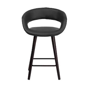 23.75 in. Black and Cappuccino Cushioned Bar Stool